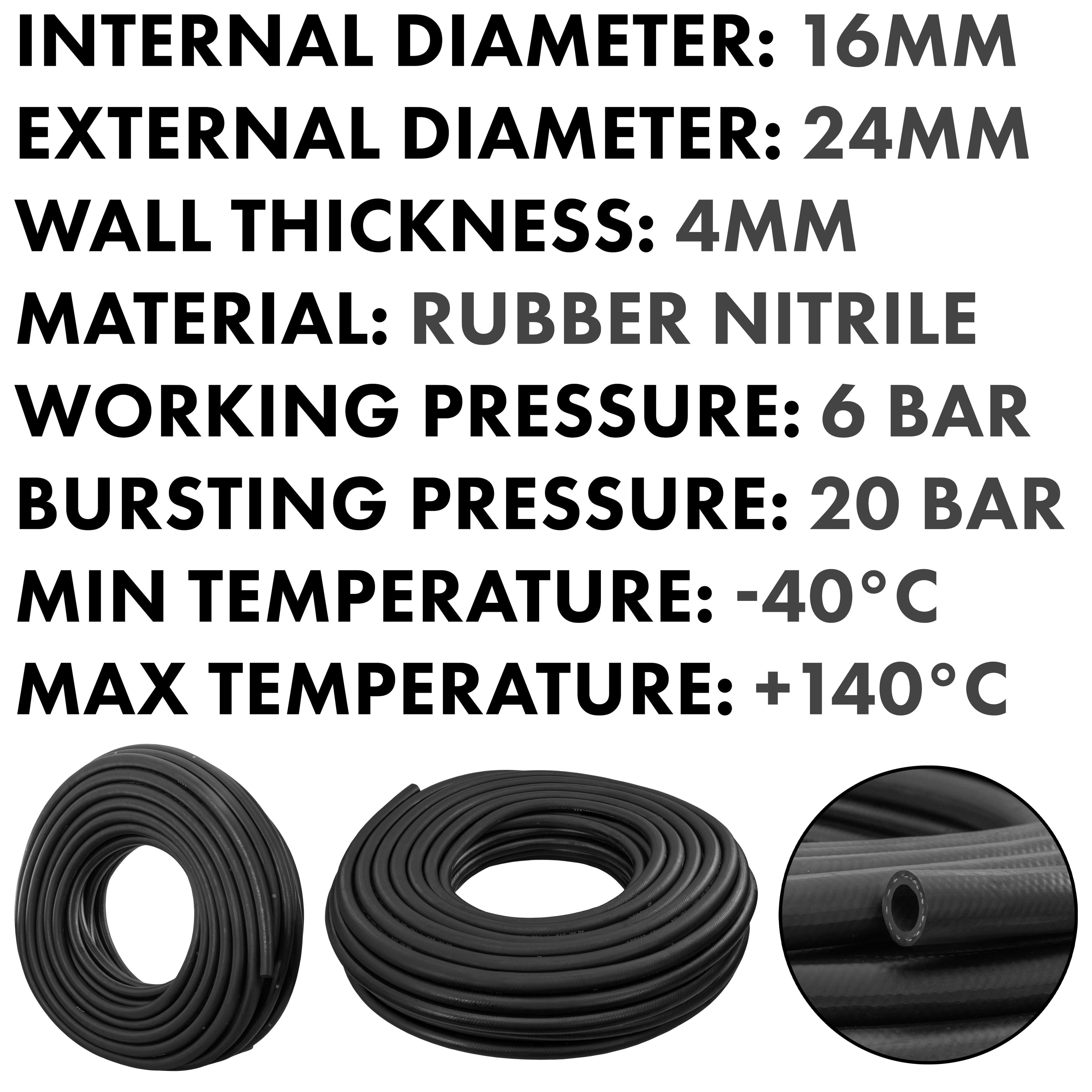 16mm Braided Rubber Heater Hose, SAE J20 R3-1