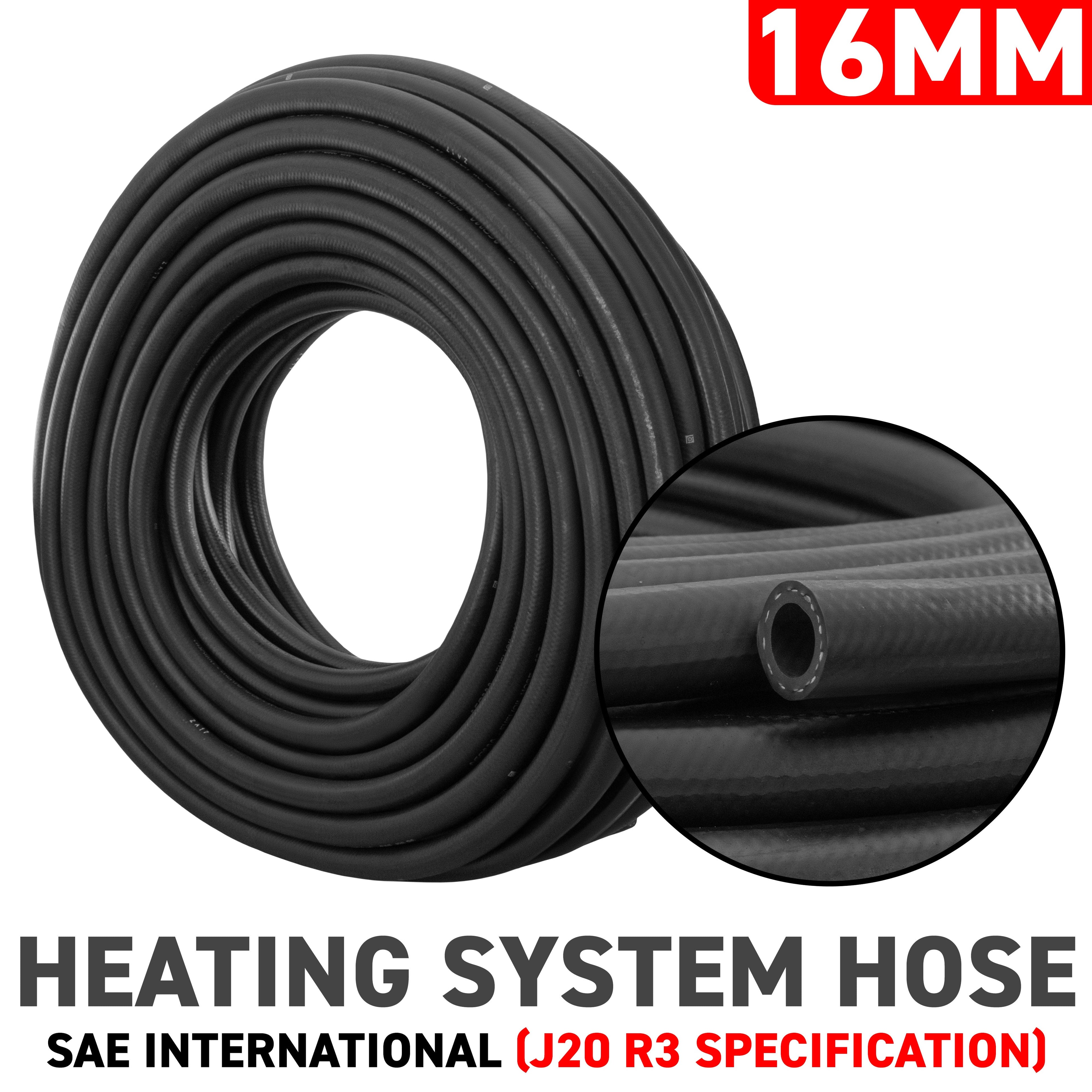 16mm Braided Rubber Heater Hose, SAE J20 R3-0