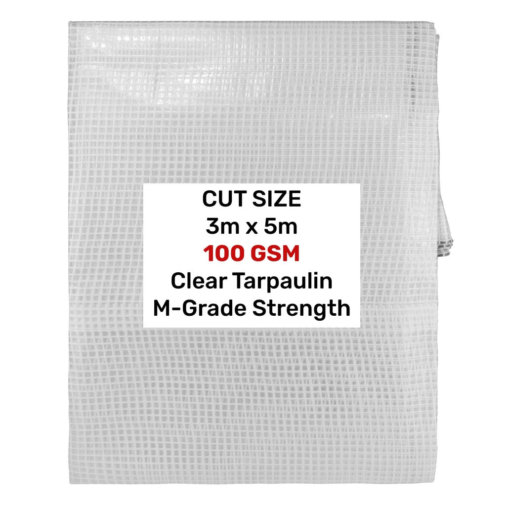 Clear M-Grade Tarpaulin 3m x 5m Waterproof Tarpaulin Cover Outdoor Ground Sheet