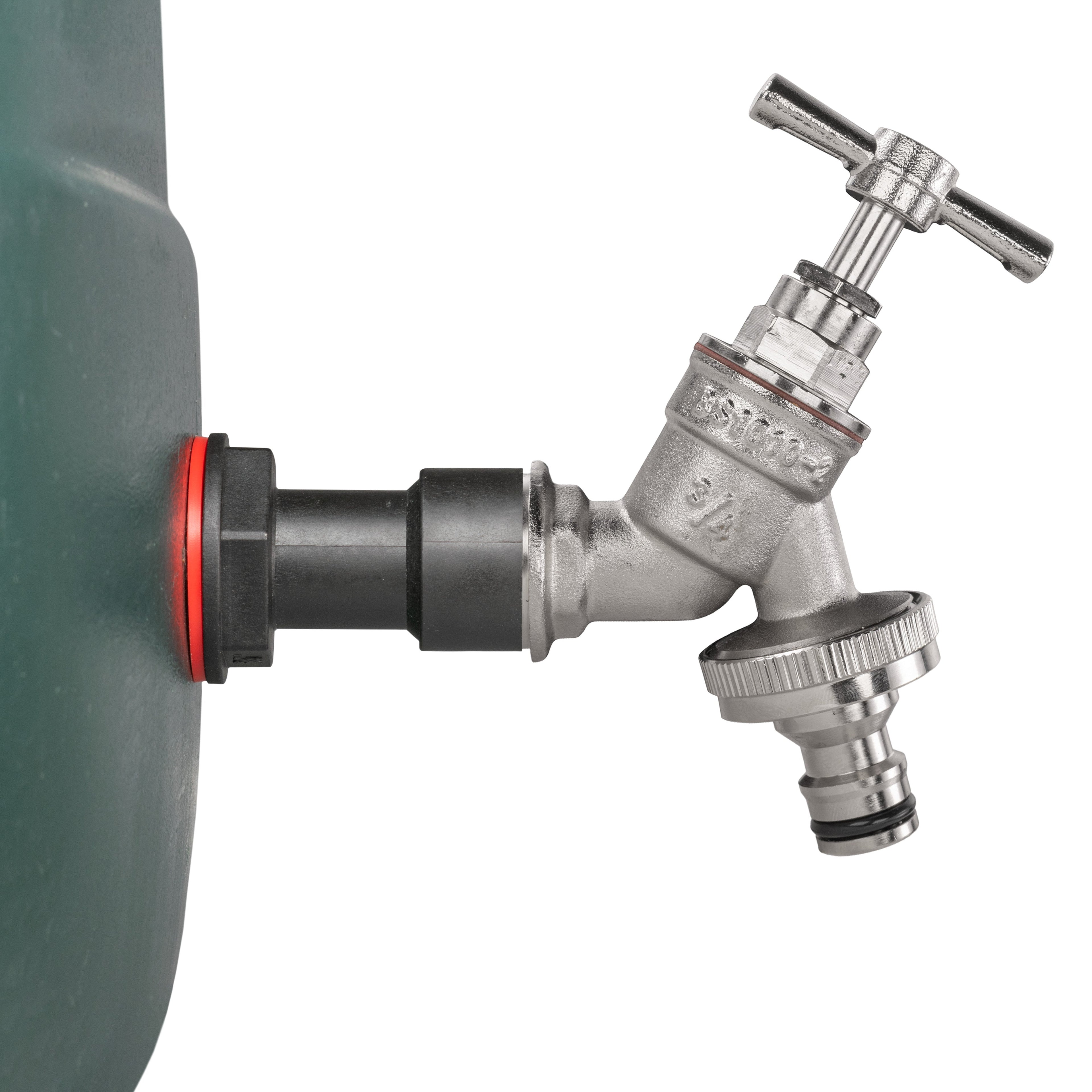 Water Butt Extension Kit 3/4in with Nickel Plated Quick Connect Tap and Drill Bi