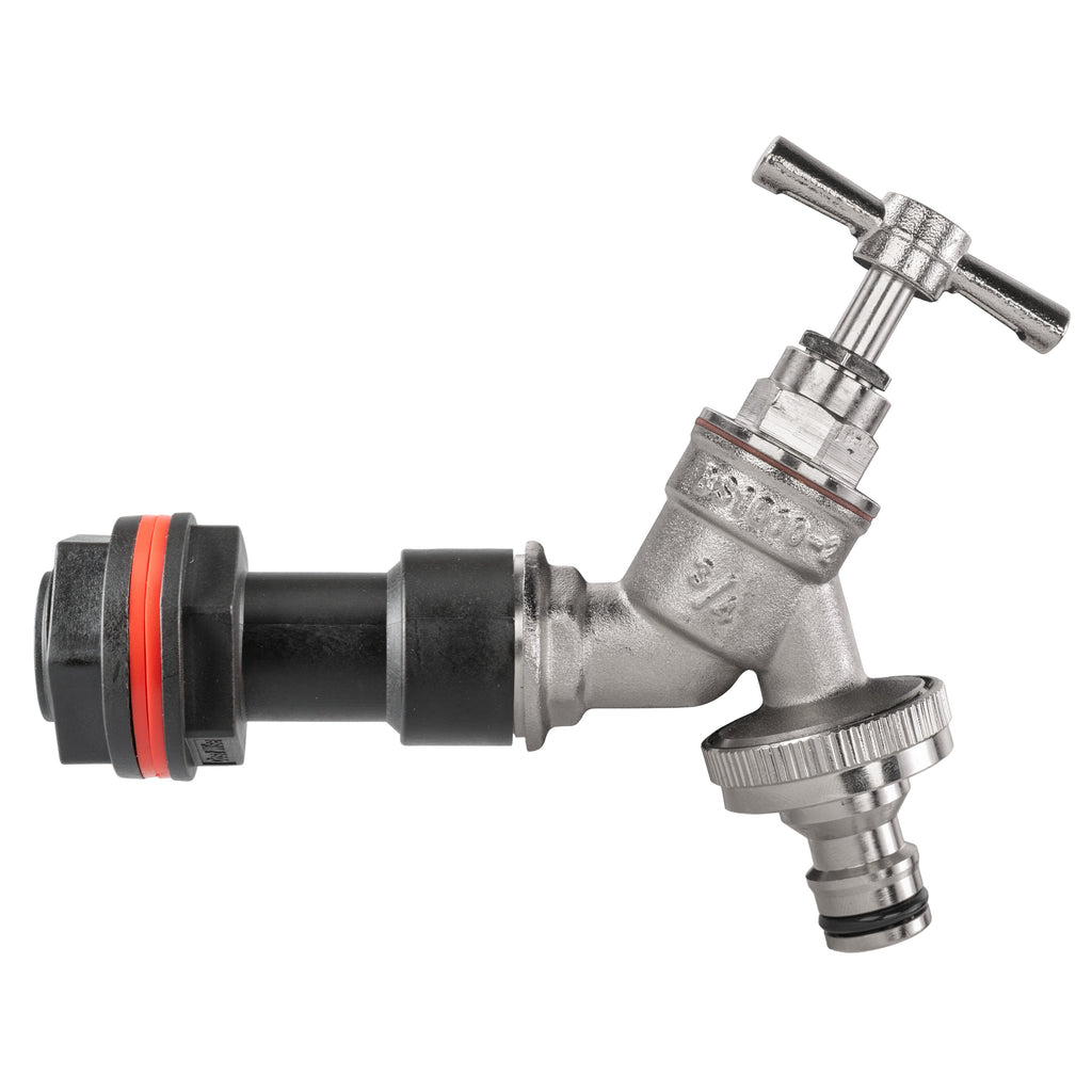 Water Butt Extension Kit 3/4in with Nickel Plated Quick Connect Tap and Drill Bi