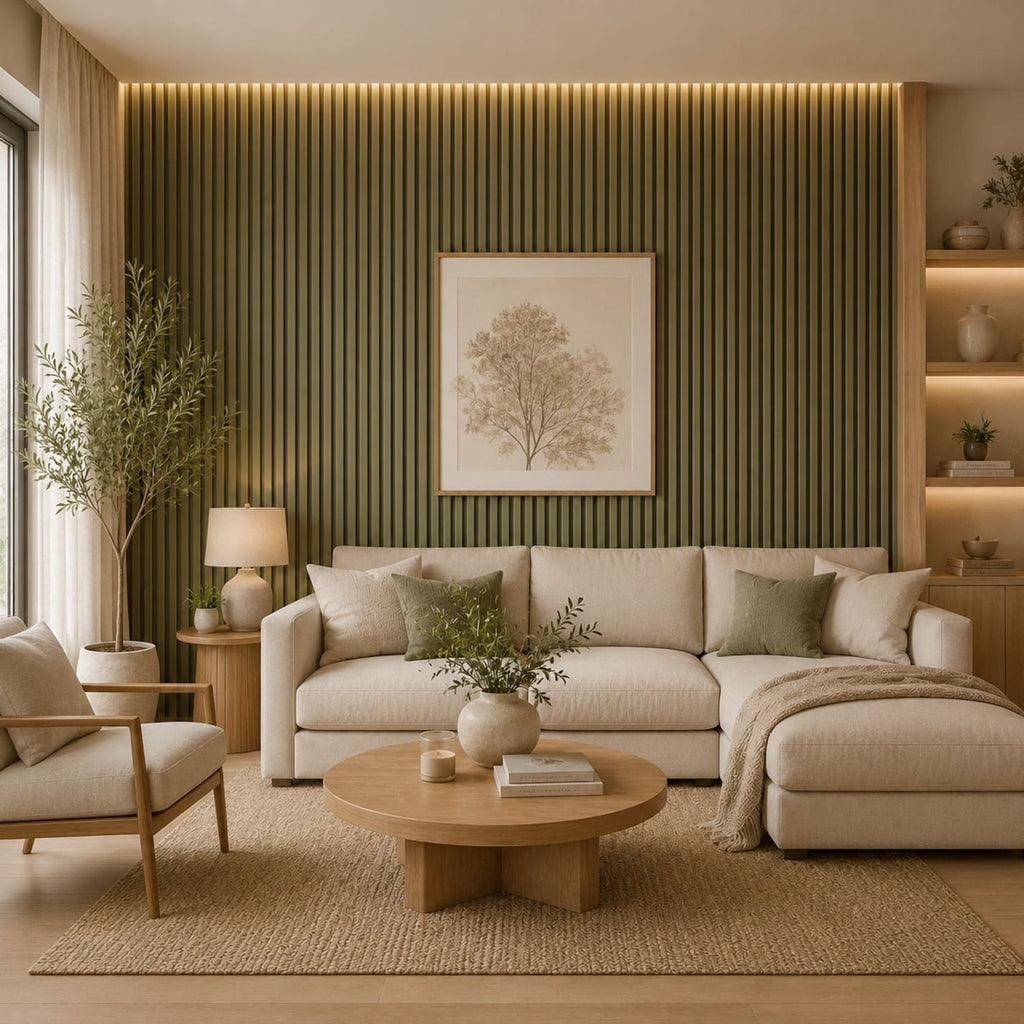 Acoustic Wall Panels in Vintage Sage Green with Black Backing-1