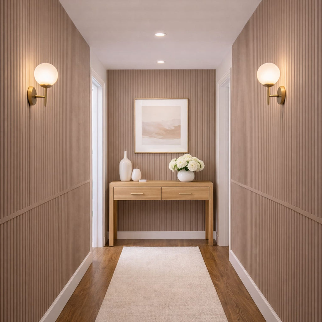 Large Fluted Wall Panels in Biscuit - 240cm x 60cm-4