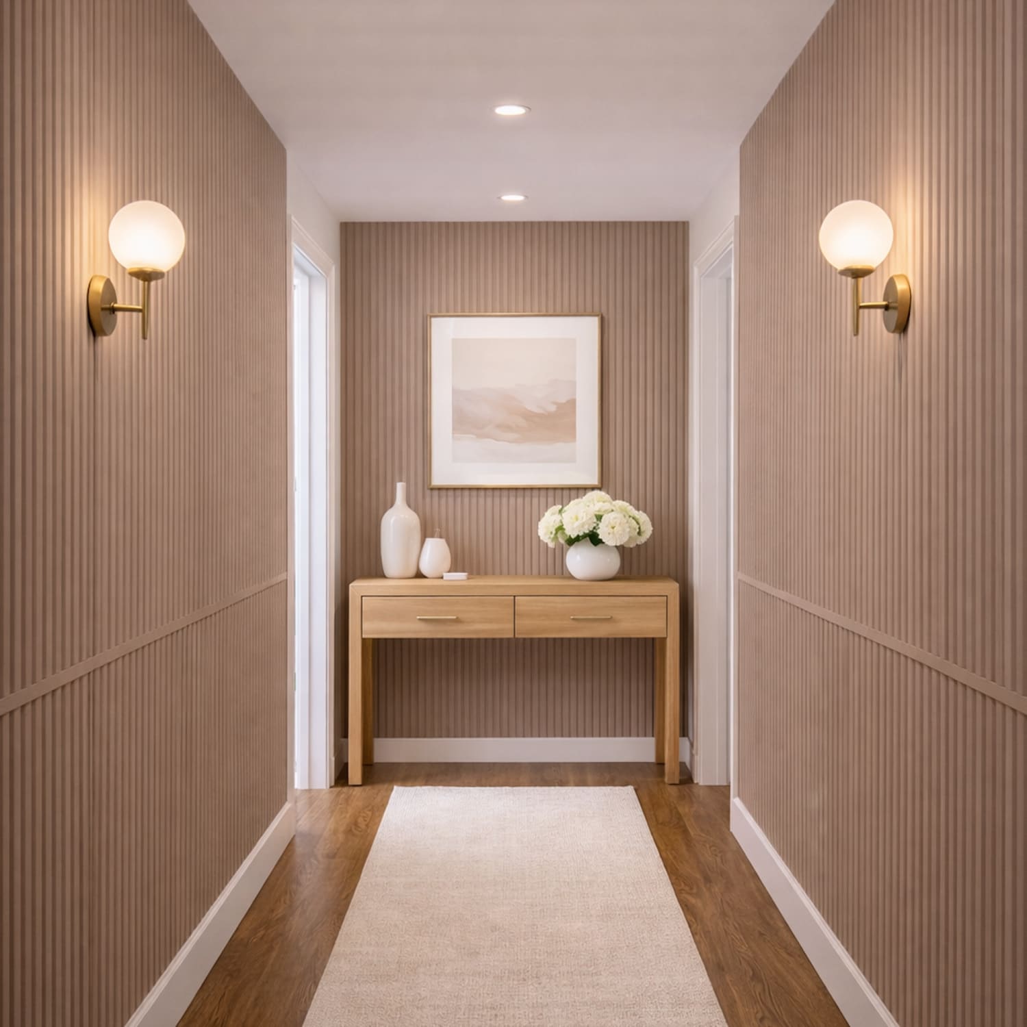 Large Fluted Wall Panels in Biscuit - 240cm x 60cm-4