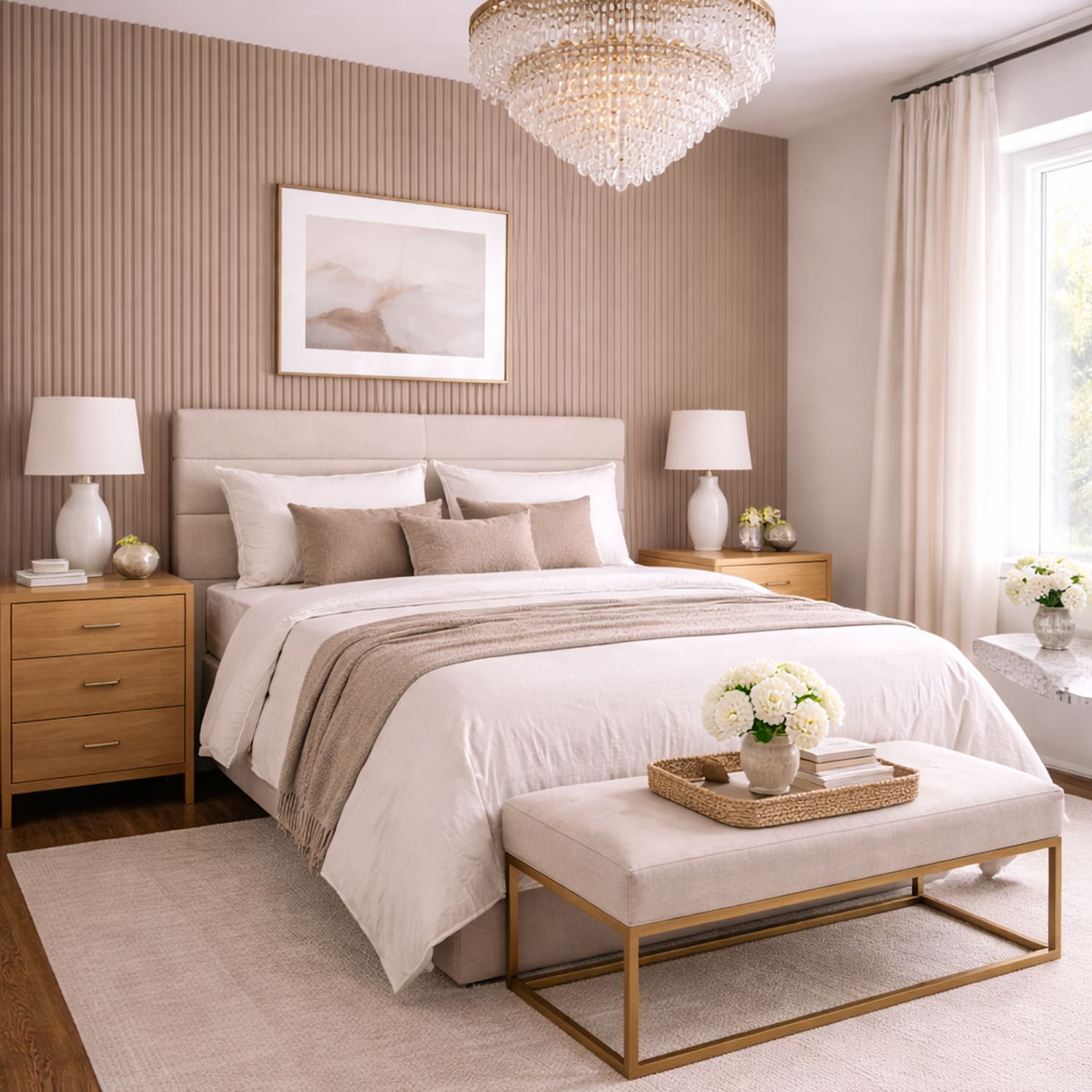 Large Fluted Wall Panels in Biscuit - 240cm x 60cm-2