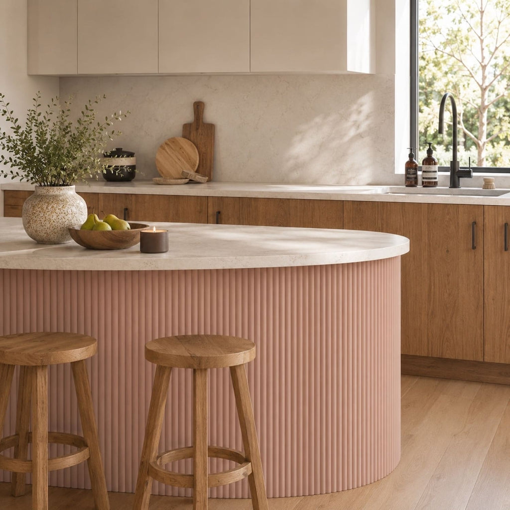 Large Fluted Wall Panels in Dusky Pink - 240cm x 60cm-4