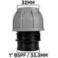 MDPE Straight Joiner 32mm - 1in BSPF MDPE Pipe Connector Drip Irrigation Fitting
