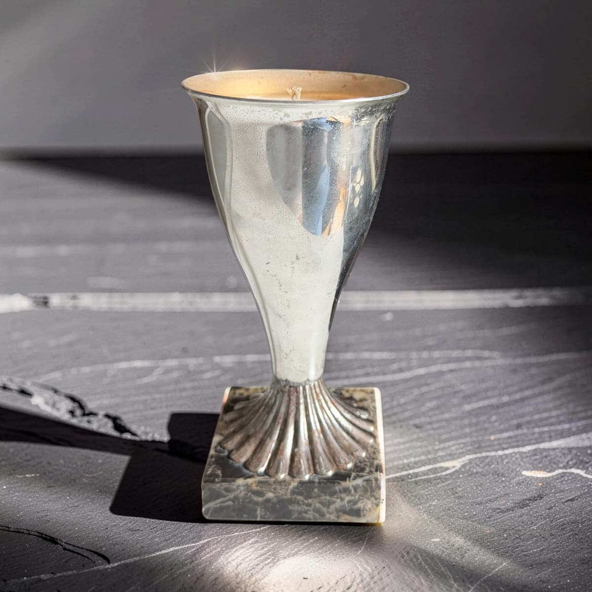 Repurposed Vintage Silver Trophy Cup Candle - Smoky Earl-0
